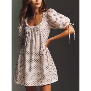 Damson Madder Cotton Meri Puff-Sleeve Mini Dress